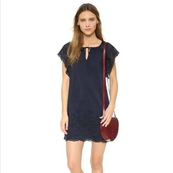 sachin and babi light blue dress belle vie Womens V Neck Sleeveless Embroidered Fit + Flare Dress, Color:  Off White Black main image 0